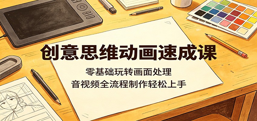 创意思维动画速成课：零基础玩转画面处理，音视频全流程制作轻松上手-齐力副业