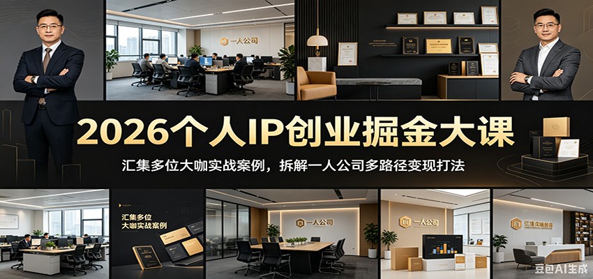 2026个人IP创业掘金大课：汇集多位大咖实战案例，拆解一人公司多路径变现打法-齐力副业