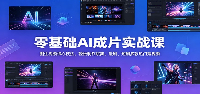 零基础AI成片实战课：图生视频核心技法，轻松制作跳舞、漫剧、短剧多款热门短视频-齐力副业