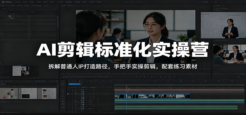 AI剪辑标准化实操营：拆解普通人IP打造路径，手把手实操剪辑，配套练习素材-齐力副业