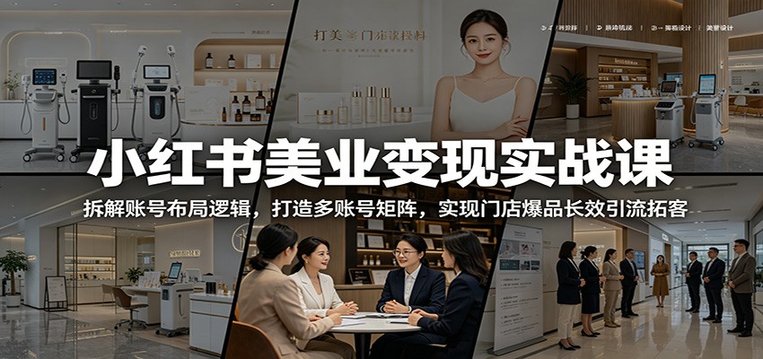 小红书美业变现实战课：拆解账号布局逻辑，打造多账号矩阵，实现门店爆品长效引流拓客-齐力副业