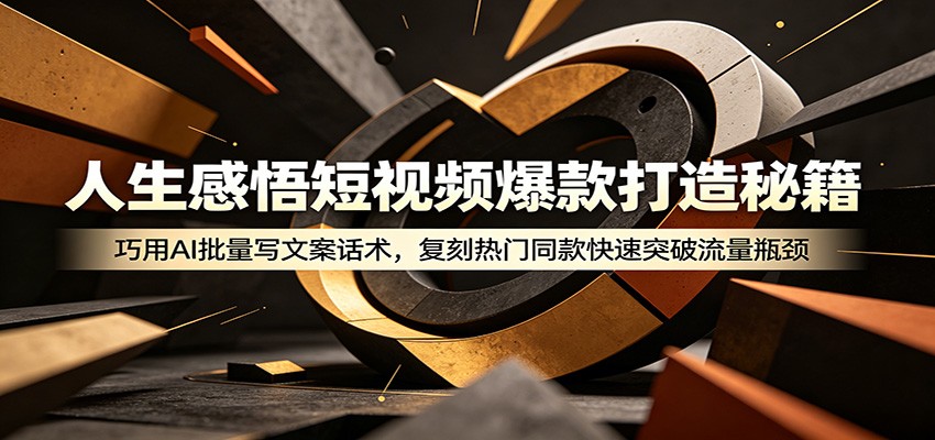 人生感悟短视频爆款打造秘籍:巧用A 批量写文案话术,复刻热门同款快速突破流量瓶颈-齐力副业