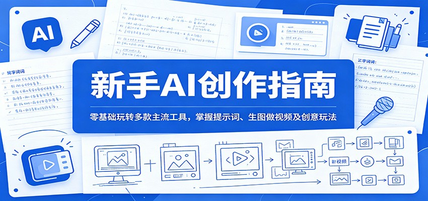 新手AI创作指南:零基础玩转多款主流工具,掌握提示词、生图做视频及创意玩法-齐力副业