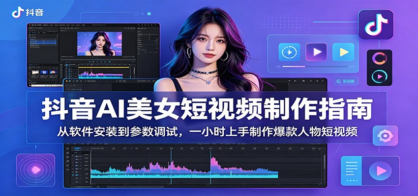 抖音AI美女短视频制作指南：从软件安装到参数调试，一小时上手制作爆款人物短视频-齐力副业