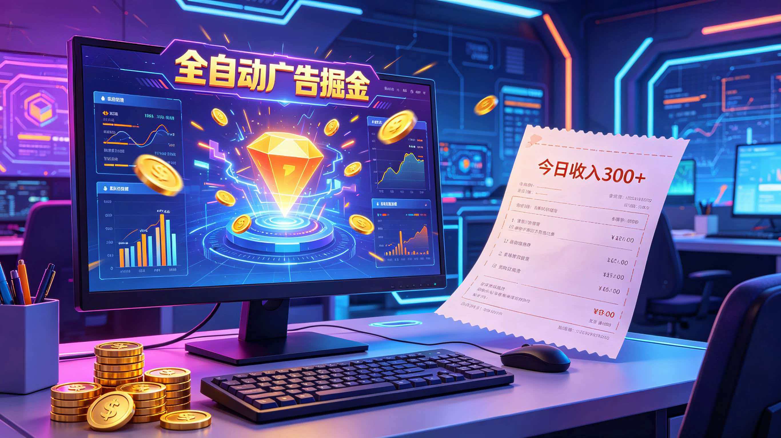 全自动广告掘金,日入300+。全程Ai自动化运行,解放双手,时间自由。收益稳定-齐力副业