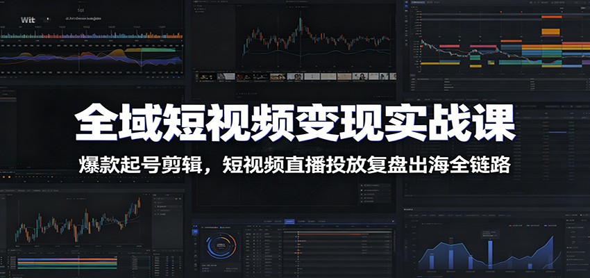 全域短视频变现实战课:爆款起号剪辑,短视频直播投放复盘出海全链路-齐力副业