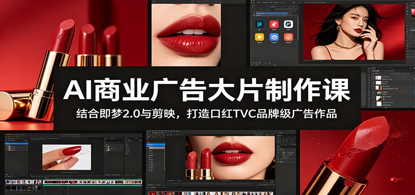 AI商业广告大片制作课:结合即梦2.0与剪映,打造口红TVC品牌级广告作品-齐力副业