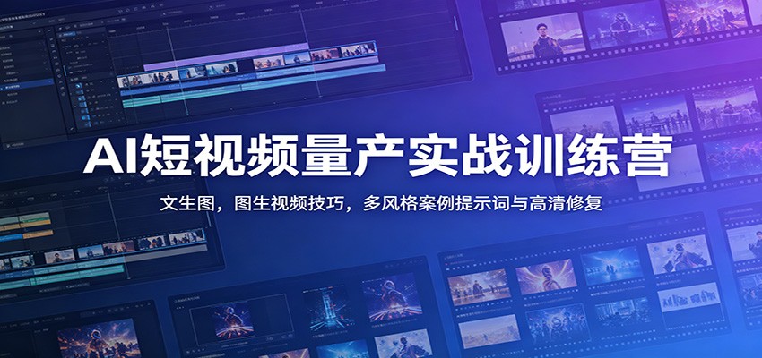 AI短视频量产实战训练营：文生图，图生视频技巧，多风格案例提示词与高清修复-齐力副业