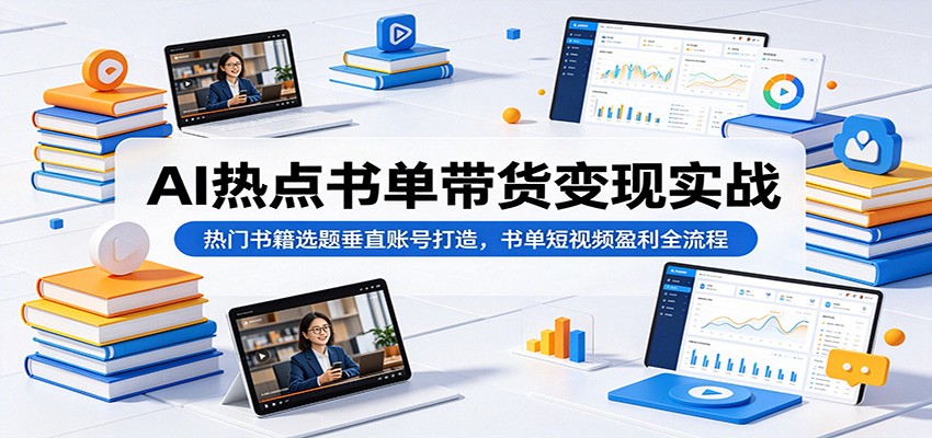 AI热点书单带货变现实战:热门书籍选题垂直账号打造,书单短视频盈利全流程-齐力副业