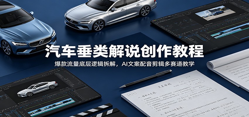 汽车垂类解说创作教程:爆款流量底层逻辑拆解,AI文案配音剪辑多赛道教学-齐力副业