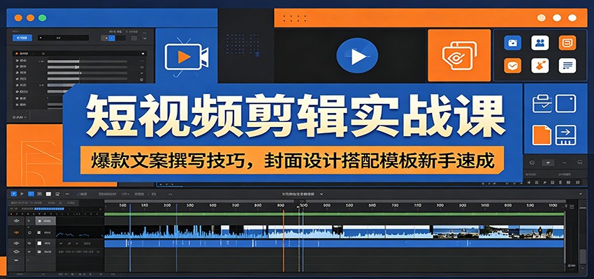 短视频剪辑实战课：爆款文案撰写技巧，封面设计搭配模板新手速成-齐力副业