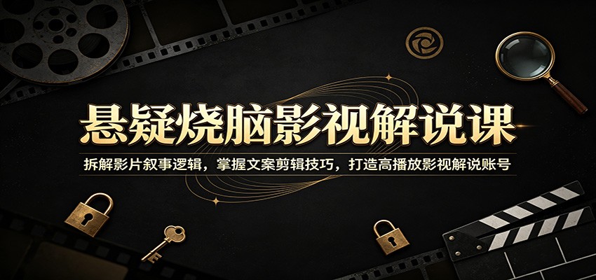 悬疑烧脑影视解说课:拆解影片叙事逻辑,掌握文案剪辑技巧,打造高播放影视解说账号-齐力副业