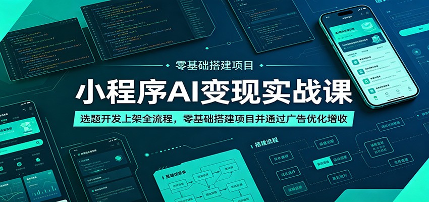 小程序AI变现实战课:选题开发上架全流程,零基础搭建项目并通过广告优化增收-齐力副业