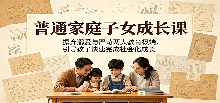 普通家庭子女成长课：摒弃溺爱与严苛两大教育极端，引导孩子快速完成社会化成长-齐力副业