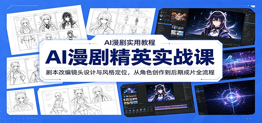 AI漫剧精英实战课:剧本改编镜头设计与风格定位,从角色创作到后期成片全流程-齐力副业