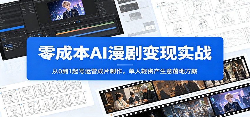 零成本AI漫剧变现实战：从0到1起号运营成片制作，单人轻资产生意落地方案-齐力副业