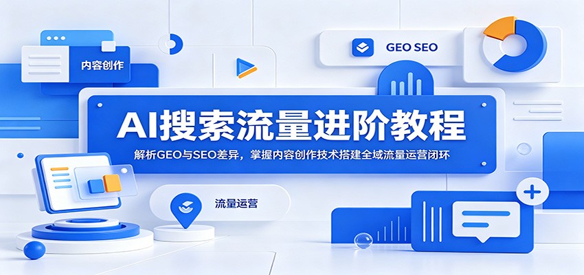AI搜索流量进阶教程:解析GEO与SEO差异,掌握内容创作技术搭建全域流量运营闭环-齐力副业