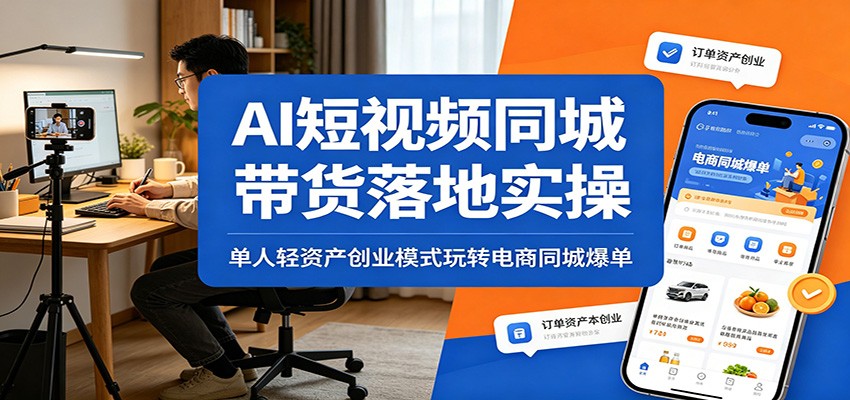 AI短视频同城带货落地实操：单人轻资产创业模式玩转电商同城爆单-齐力副业