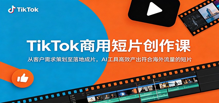 TikTok商用短片创作课：从客户需求策划至落地成片，AI工具高效产出符合海外流量的短片-齐力副业