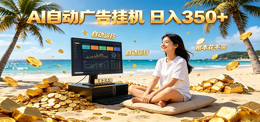 AI自动广告挂机 日入350+ 真正做到躺赚式变现，根本花不完！-齐力副业