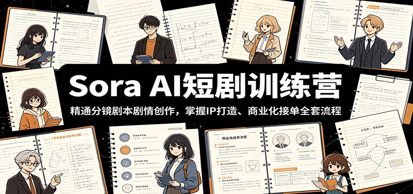 Sora AI短剧训练营:精通分镜剧本剧情创作,掌握IP打造、商业化接单全套流程-齐力副业