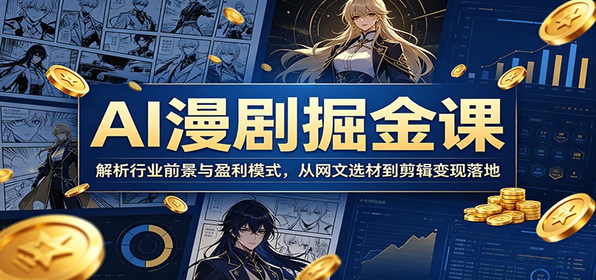 AI漫剧掘金课：解析行业前景与盈利模式，从网文选材到剪辑变现落地-齐力副业