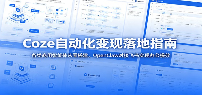 Coze自动化变现落地指南:各类商用智能体从零搭建,OpenClaw对接飞书实现办公提效-齐力副业