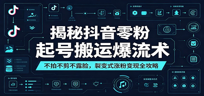 揭秘抖音零粉起号搬运爆流术:不拍不剪不露脸,裂变式涨粉变现全攻略-齐力副业