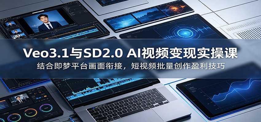 Veo3.1与SD2.0 AI视频变现实操课课:结合即梦平台画面衔接,短视频批量创作盈利技巧-齐力副业
