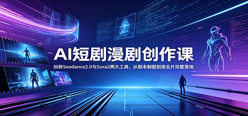 AI短剧漫剧创作课:玩转Seedance2.0与 Sora2两大工具,从剧本制图到商业片完整落地-齐力副业