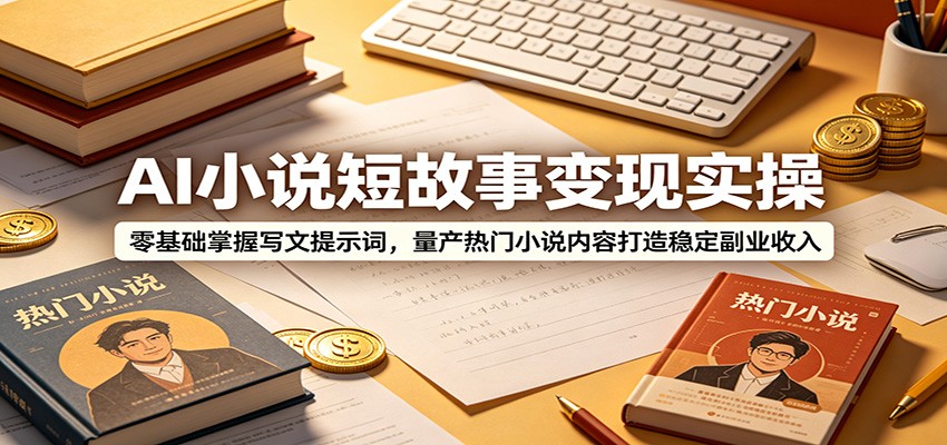 AI小说短故事变现实操：零基础掌握写文提示词，量产热门小说内容打造稳定副业收入-齐力副业