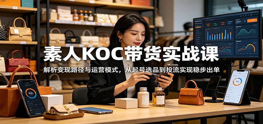 素人KOC带货实战课:解析变现路径与运营模式,从起号选品到投流实现稳步出单-齐力副业