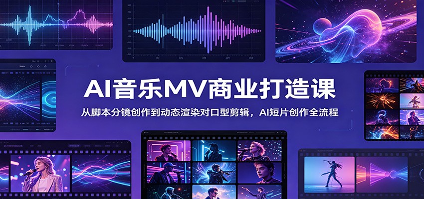 AI音乐MV商业打造课:从脚本分镜创作到动态渲染对口型剪辑,AI短片创作全流程-齐力副业