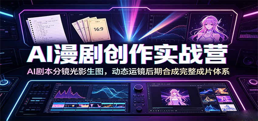 AI漫剧创作实战营:AI剧本分镜光影生图,动态运镜后期合成完整成片体系-齐力副业
