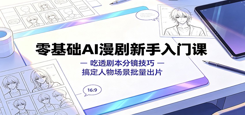 零基础AI漫剧新手入门课:吃透剧本分镜技巧,搞定人物场景批量出片-齐力副业