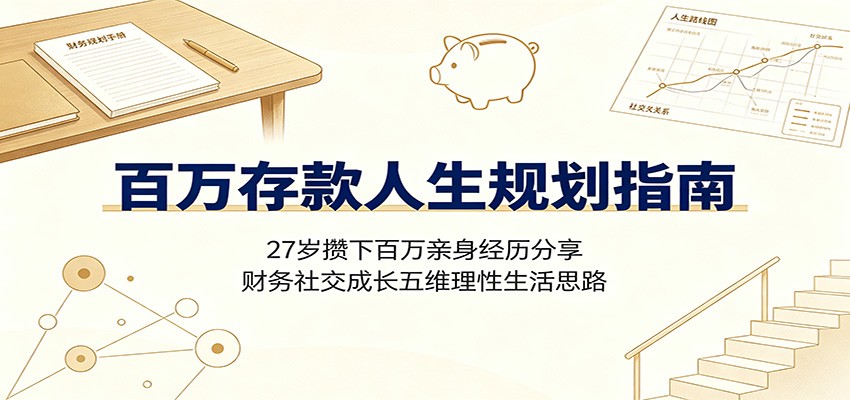 百万存款人生规划指南：27岁攒下百万亲身经历分享，财务社交成长五维理性生活思路-齐力副业