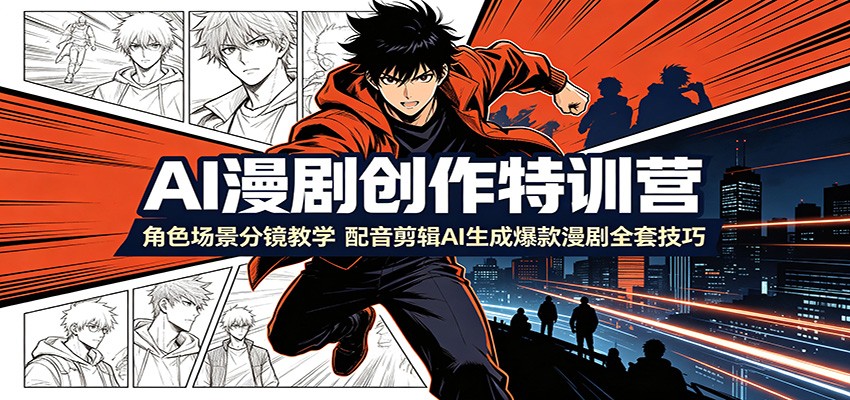 AI漫剧创作特训营:角色场景分镜教学,配音剪辑AI生成爆款漫剧全套技巧-齐力副业
