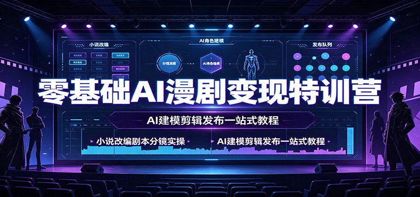 零基础AI漫剧变现特训营:小说改编剧本分镜实操,AI建模剪辑发布一站式教程-齐力副业