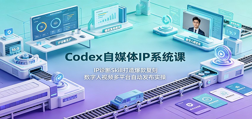 Codex自媒体IP系统课:IP诊断Skill打造爆款复刻,数字人视频多平台自动发布实操-齐力副业