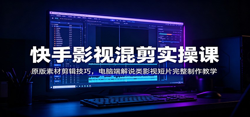 快手影视混剪实操课:原版素材剪辑技巧,电脑端解说类影视短片完整制作教学-齐力副业