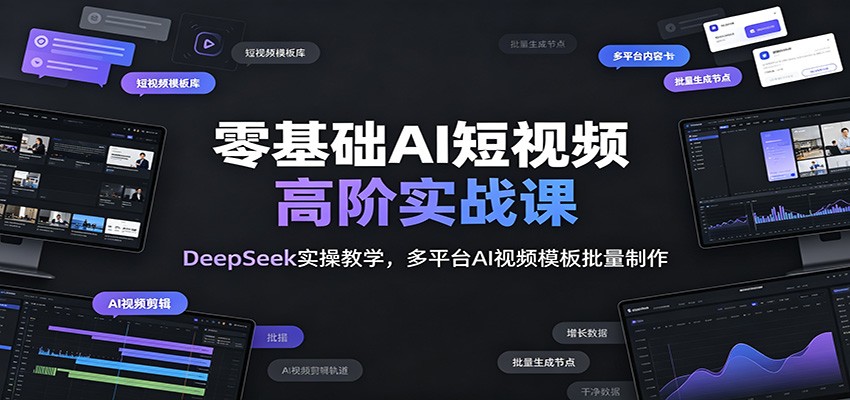 零基础AI短视频高阶实战课:DeepSeek实操教学,多平台AI视频模板批量制作-齐力副业