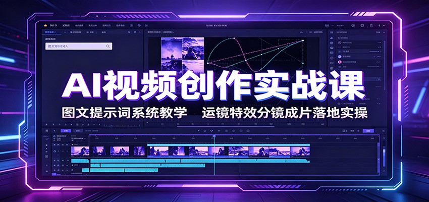 AI视频创作实战课:图文提示词系统教学,运镜特效分镜成片落地实操-齐力副业