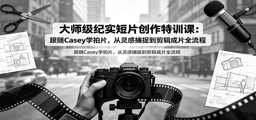 大师级纪实短片创作特训课:跟随Casey学拍片,从灵感捕捉到剪辑成片全流程-齐力副业
