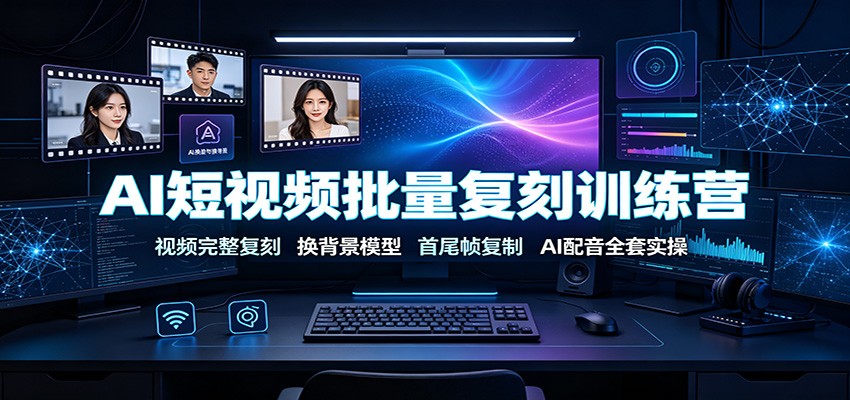 AI短视频批量复刻训练营:视频完整复刻,换背景模型、首尾帧复制、AI配音全套实操-齐力副业
