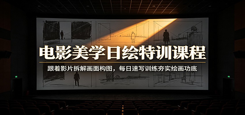 电影美学日绘特训课程：跟着影片拆解画面构图，每日速写训练夯实绘画功底-齐力副业