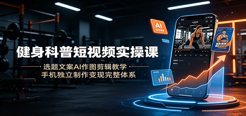 健身科普短视频实操课:选题文案AI作图剪辑教学,手机独立制作变现完整体系-齐力副业