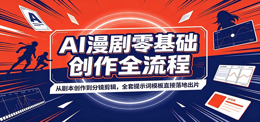 AI漫剧零基础创作全流程:从剧本创作到分镜剪辑,全套提示词模板直接落地出片-齐力副业