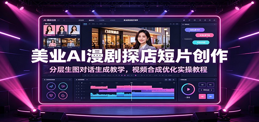 美业AI漫剧探店短片创作:分层生图对话生成教学,视频合成优化实操教程-齐力副业