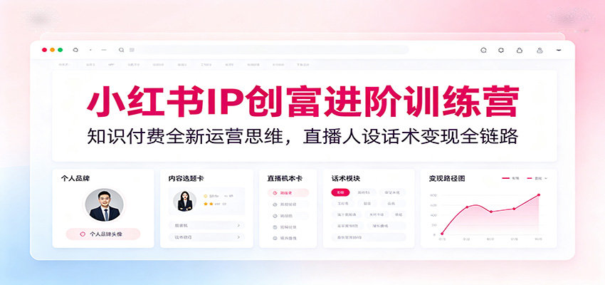 小红书IP创富进阶训练营:知识付费全新运营思维,直播人设话术变现全链路-齐力副业