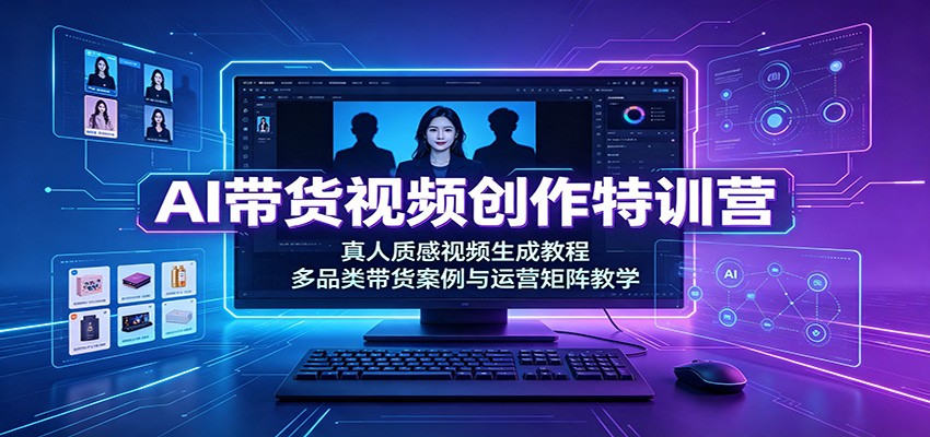 AI带货视频创作特训营：真人质感视频生成教程，多品类带货案例与运营矩阵教学-齐力副业